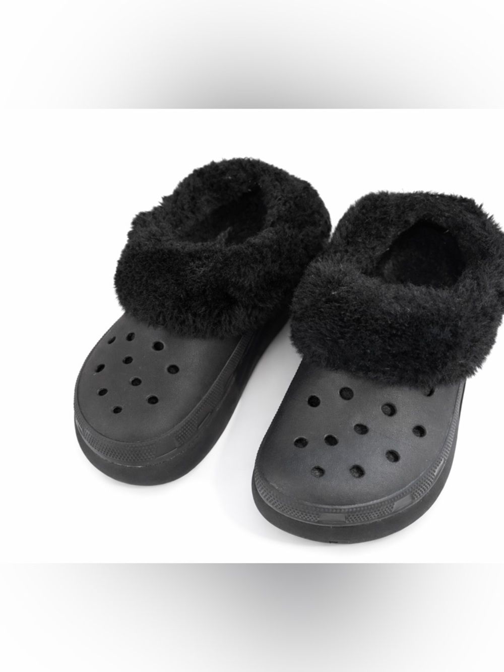 Crocs Classic Lined Fuzzy Clogs Black Women’s 8 / Men’s 6 Cozy Slippers